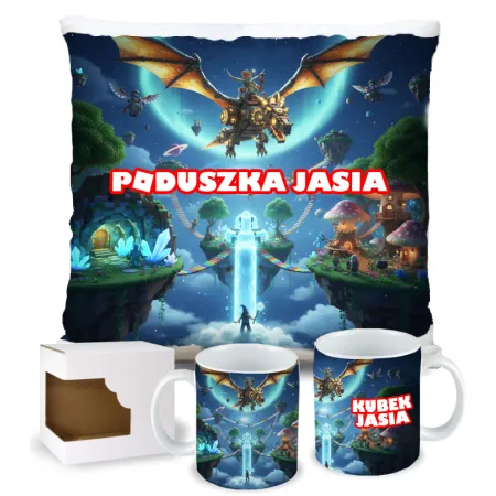 Zestaw prezentowy dla gracza BLOX Poduszka + Kubek z personalizacją