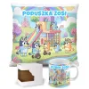 KUBEK + PODUSZKA zestaw z Bluvi i Rodzinką – Personalizowany Prezent Dla Dziecka
