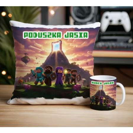 Craft kubek + poduszka Prezent dla Gracza Pixele Gamer + personalizacja