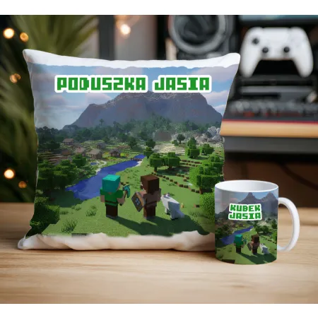Craft kubek + poduszka Prezent dla Gracza Pixele Gamer + personalizacja