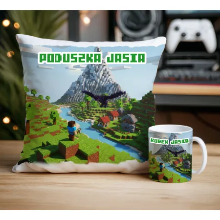 Craft kubek + poduszka Prezent dla Gracza Pixele Gamer + personalizacja