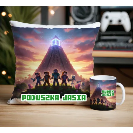 Craft kubek + poduszka Prezent dla Gracza Pixele Gamer + personalizacja