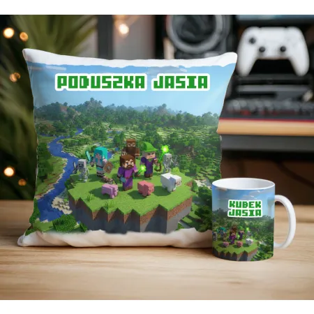 Craft kubek + poduszka Prezent dla Gracza Pixele Gamer + personalizacja