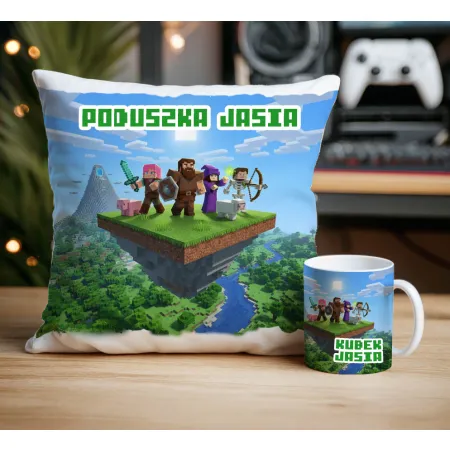 Craft kubek + poduszka Prezent dla Gracza Pixele Gamer + personalizacja