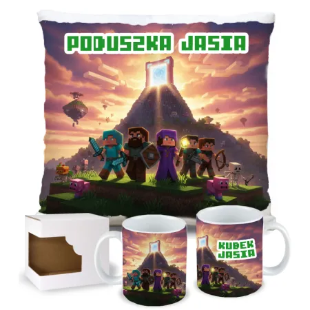 Craft kubek + poduszka Prezent dla Gracza Pixele Gamer + personalizacja