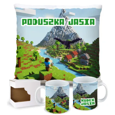 Craft kubek + poduszka Prezent dla Gracza Pixele Gamer + personalizacja