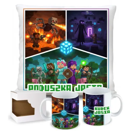 Craft kubek + poduszka Prezent dla Gracza Pixele Gamer + personalizacja