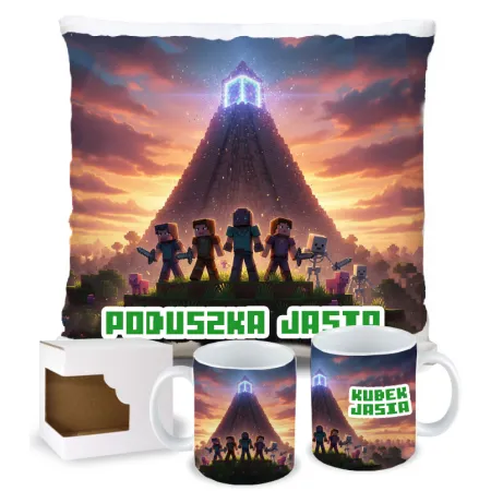 Craft kubek + poduszka Prezent dla Gracza Pixele Gamer + personalizacja