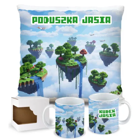 Craft kubek + poduszka Prezent dla Gracza Pixele Gamer + personalizacja