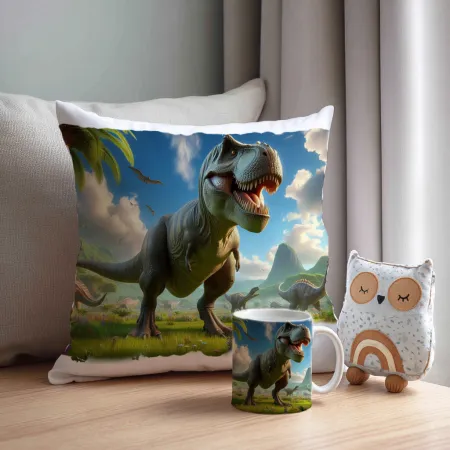 Kubek Poduszka Dinozaur Dinozaury T-rex Tyrannosaurus Triceratops