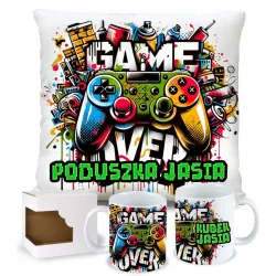 Zestaw Prezentowy dla Gracza Kubek i Poduszka Gamingowa dla fana Gier imię
