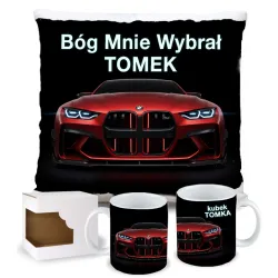 Zestaw Kubek Poduszka Prezent dla Fana Motoryzacji Bóg Mnie Wybrał BMW imię