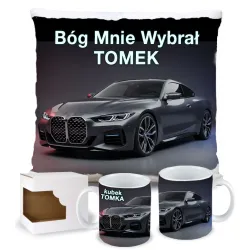 Zestaw Kubek Poduszka Prezent dla Fana Motoryzacji Bóg Mnie Wybrał BMW imię