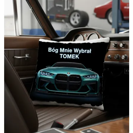 Zestaw Kubek Poduszka Prezent dla Fana Motoryzacji Bóg Mnie Wybrał BMW imię