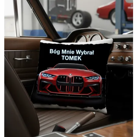 Zestaw Kubek Poduszka Prezent dla Fana Motoryzacji Bóg Mnie Wybrał BMW imię