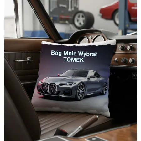 Zestaw Kubek Poduszka Prezent dla Fana Motoryzacji Bóg Mnie Wybrał BMW imię