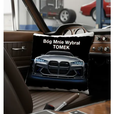 Zestaw Kubek Poduszka Prezent dla Fana Motoryzacji Bóg Mnie Wybrał BMW imię
