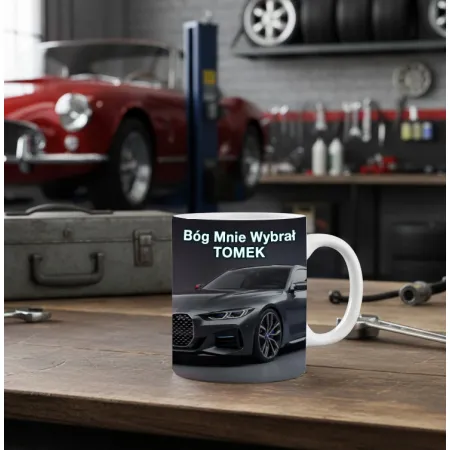 Zestaw Kubek Poduszka Prezent dla Fana Motoryzacji Bóg Mnie Wybrał BMW imię