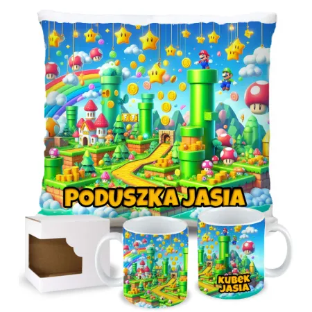 Zestaw kubek poduszka w stylu retro gry
