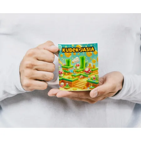 Kubek  – przygoda w świecie rur i grzybków, idealny prezent dla gracza