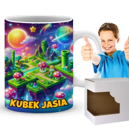 Kubek  – przygoda w świecie rur i grzybków, idealny prezent dla gracza