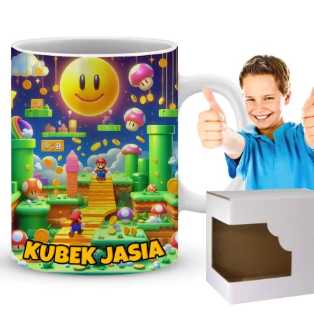 Kubek  – przygoda w świecie rur i grzybków, idealny prezent dla gracza