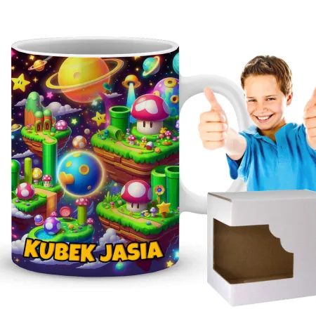 Kubek  – przygoda w świecie rur i grzybków, idealny prezent dla gracza