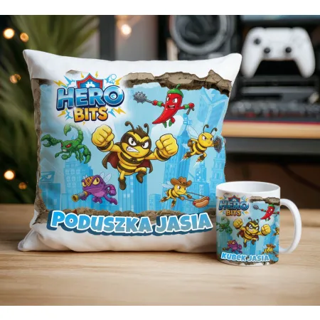 Zestaw Prezentowy z personalizacją Kubek + Poduszka Hero Bits Universe