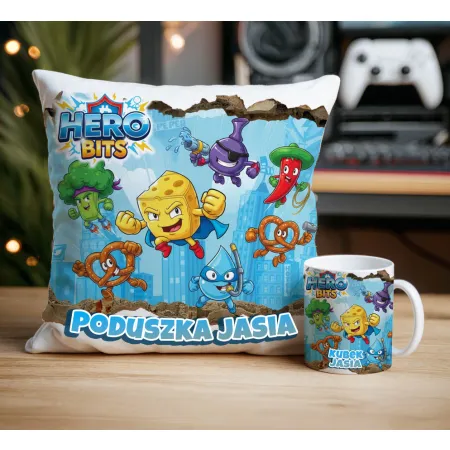 Zestaw Prezentowy z personalizacją Kubek + Poduszka Hero Bits Universe