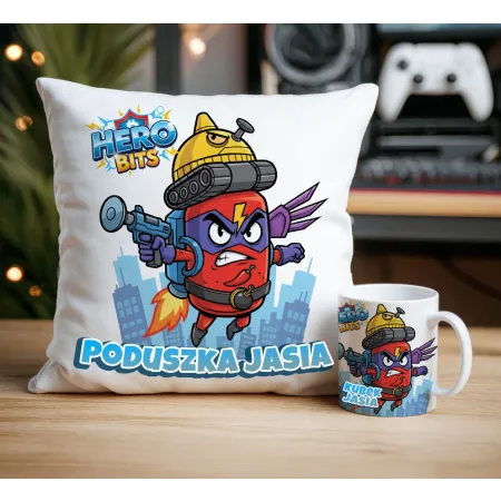Zestaw Prezentowy z personalizacją Kubek + Poduszka Hero Bits Universe