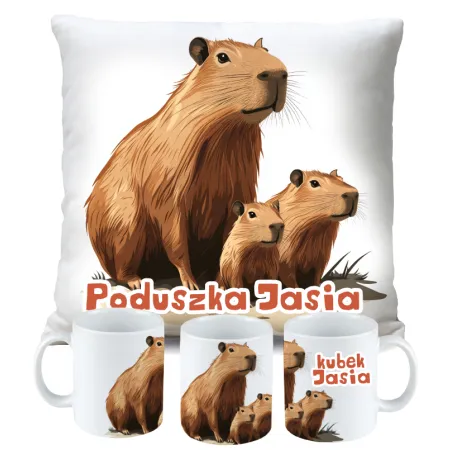 Kubek Poduszka Kapibara Capybara dla dziecka na Urodziny z personalizacją