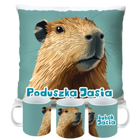 Kubek Poduszka Kapibara Capybara dla dziecka na Urodziny z personalizacją