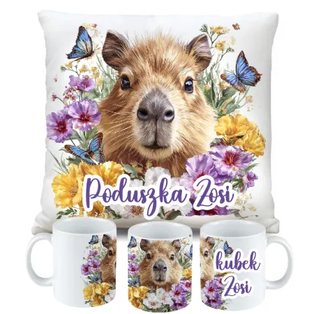 Kubek Poduszka Kapibara Capybara dla dziecka na Urodziny z personalizacją