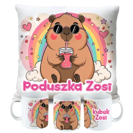 Kubek Poduszka Kapibara Capybara dla dziecka na Urodziny z personalizacją