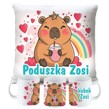 Kubek Poduszka Kapibara Capybara dla dziecka na Urodziny z personalizacją