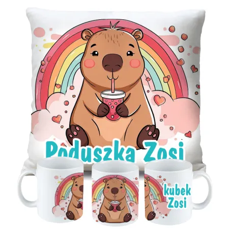 Kubek Poduszka Kapibara Capybara dla dziecka na Urodziny z personalizacją
