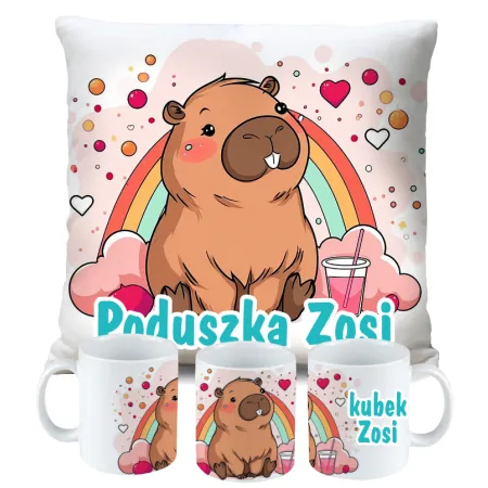 Kubek Poduszka Kapibara Capybara dla dziecka na Urodziny z personalizacją
