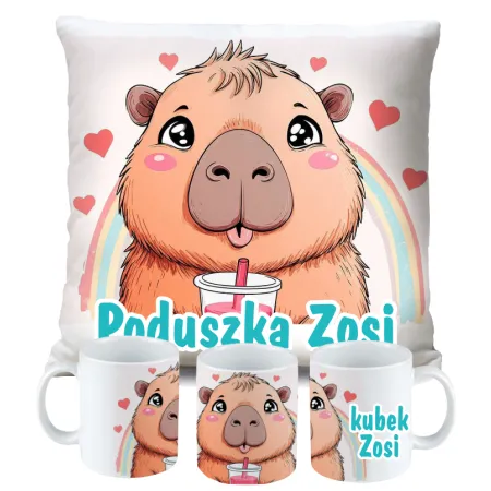 Kubek Poduszka Kapibara Capybara dla dziecka na Urodziny z personalizacją