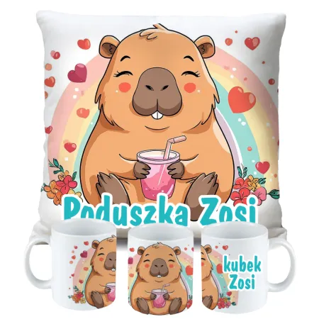 Kubek Poduszka Kapibara Capybara dla dziecka na Urodziny z personalizacją
