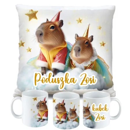 Kubek Poduszka Kapibara Capybara dla dziecka na Urodziny z personalizacją
