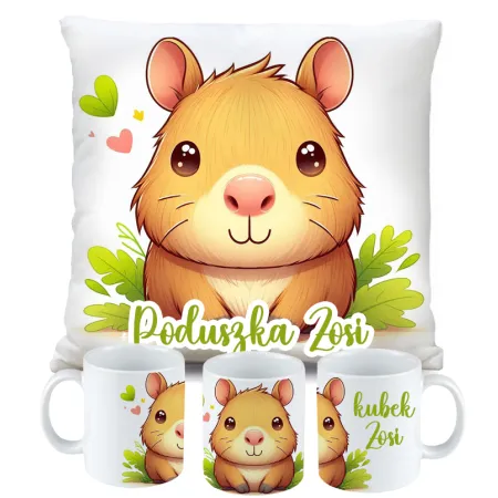 Kubek Poduszka Kapibara Capybara dla dziecka na Urodziny z personalizacją