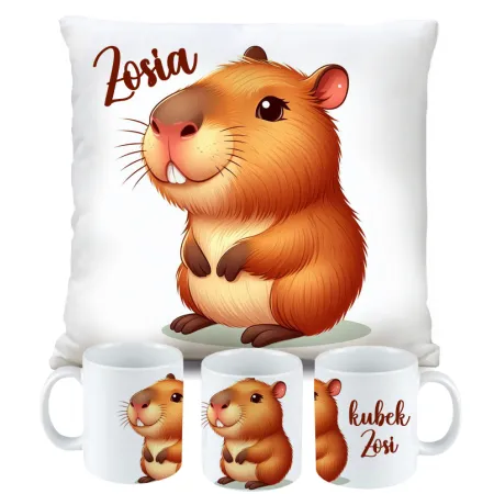 Kubek Poduszka Kapibara Capybara dla dziecka na Urodziny z personalizacją