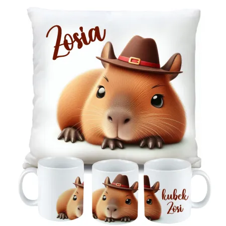 Kubek Poduszka Kapibara Capybara dla dziecka na Urodziny z personalizacją