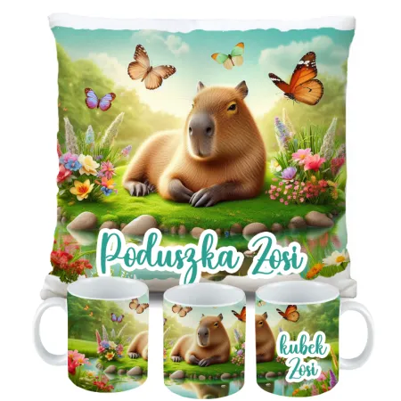 Kubek Poduszka Kapibara Capybara dla dziecka na Urodziny z personalizacją