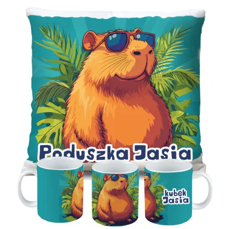 Kubek Poduszka Kapibara Capybara dla dziecka na Urodziny z personalizacją