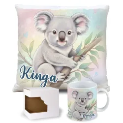 Zestaw Prezentowy Koala – Kubek + Poduszka z Nadrukiem i Personalizacją