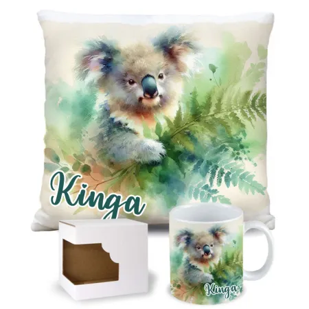 Zestaw Prezentowy Koala – Kubek + Poduszka z Nadrukiem i Personalizacją