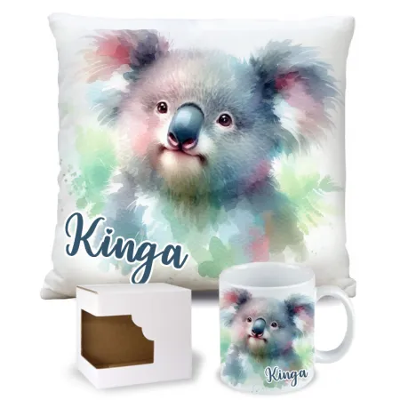 Zestaw Prezentowy Koala – Kubek + Poduszka z Nadrukiem i Personalizacją