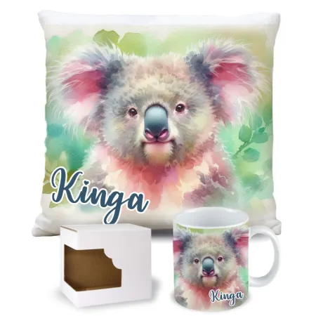 Zestaw Prezentowy Koala – Kubek + Poduszka z Nadrukiem i Personalizacją