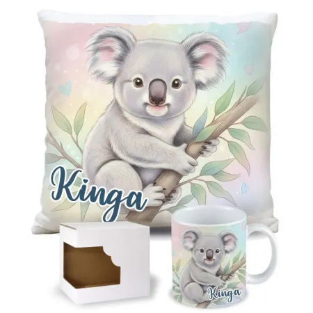 Zestaw Prezentowy Koala – Kubek + Poduszka z Nadrukiem i Personalizacją